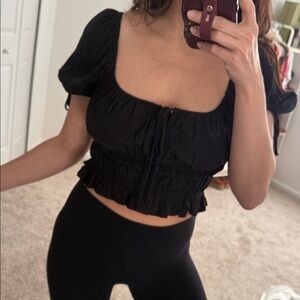 Smocked Black Top
